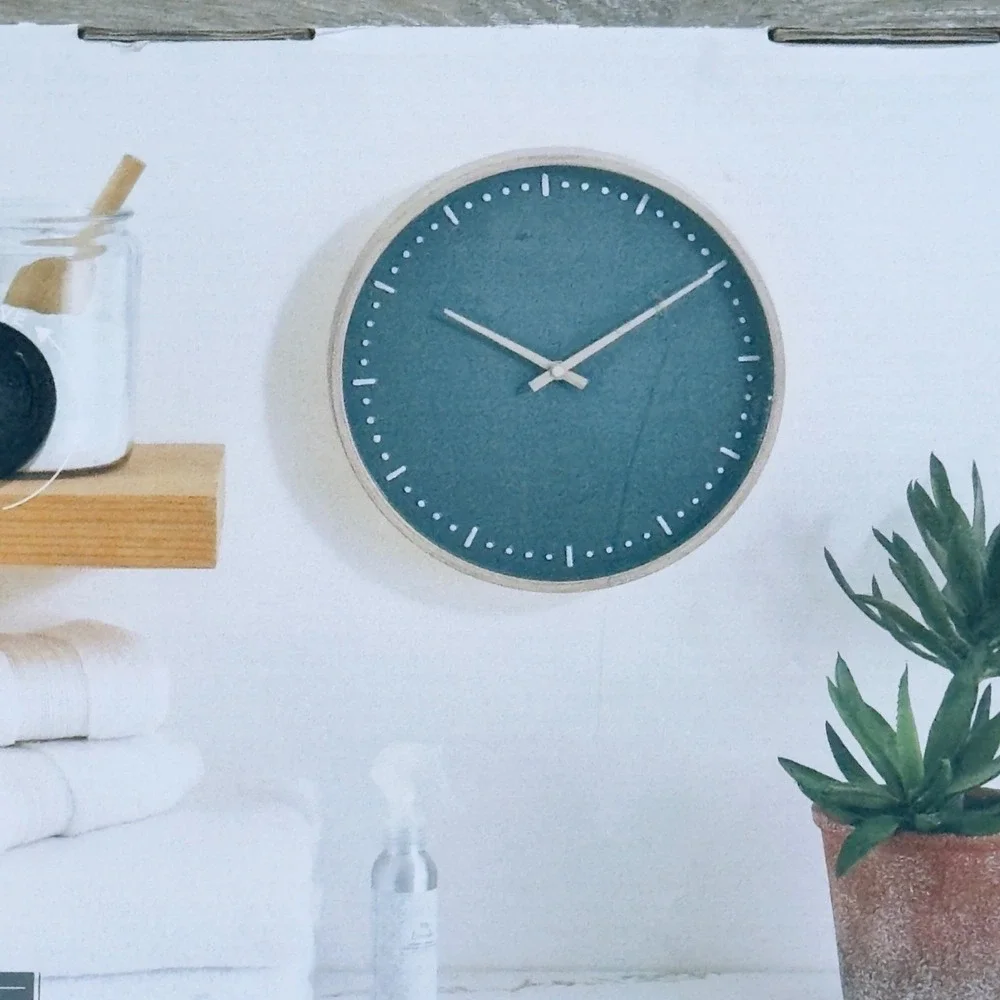 Better Homes & Gardens Wall Clock Soft Green Light Wood Quiet Movement Scandi